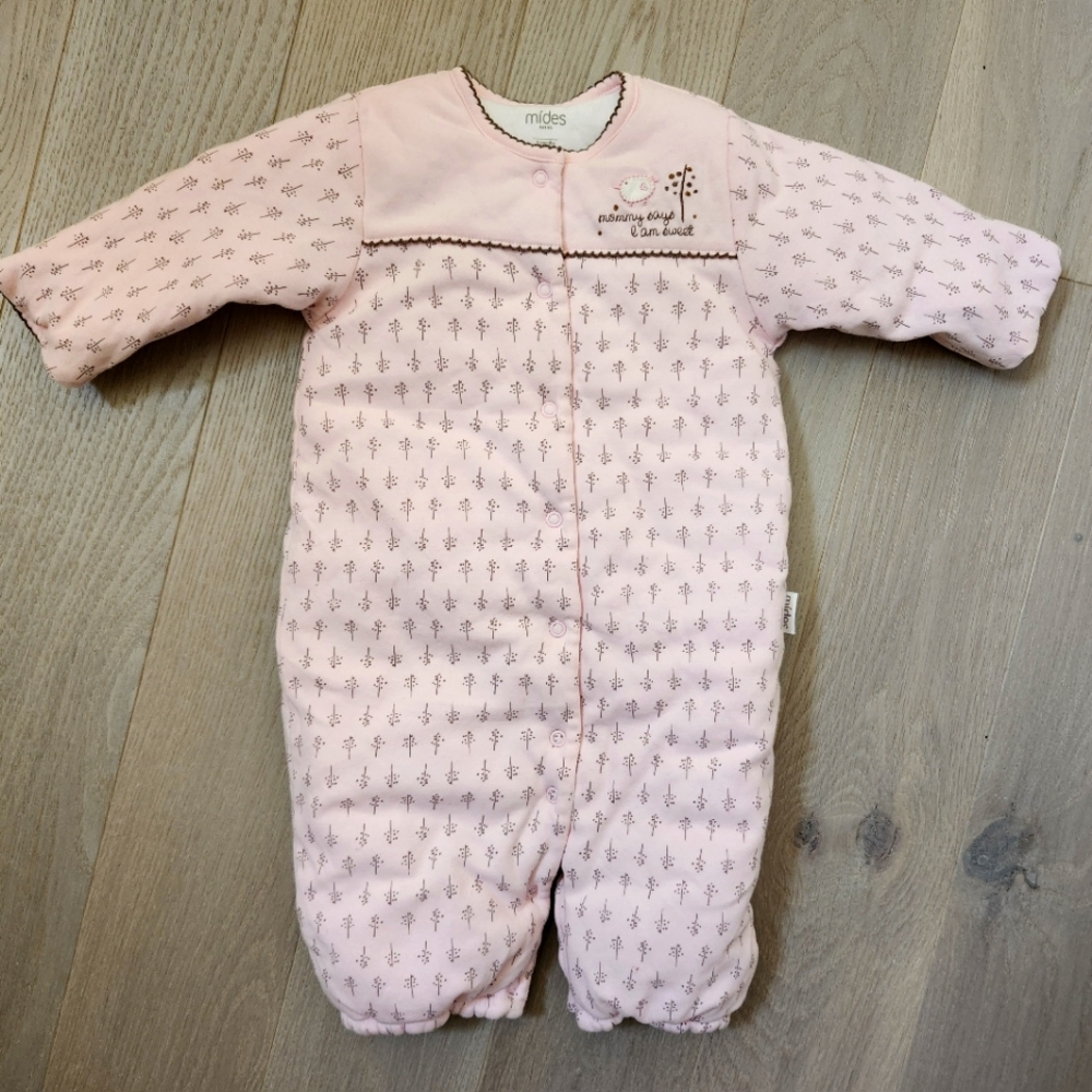 Mides Baby Girl's Pink floral  Sleep Suit 9 months